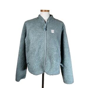 TOPO DESIGNS Women's Deep Pile Sherpa Jacket Coat Reversible Green Large